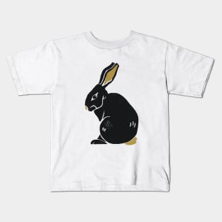 Bunny Love Gift Rabbit Gift Wood Engraving Style Tshirt Kids T-Shirt